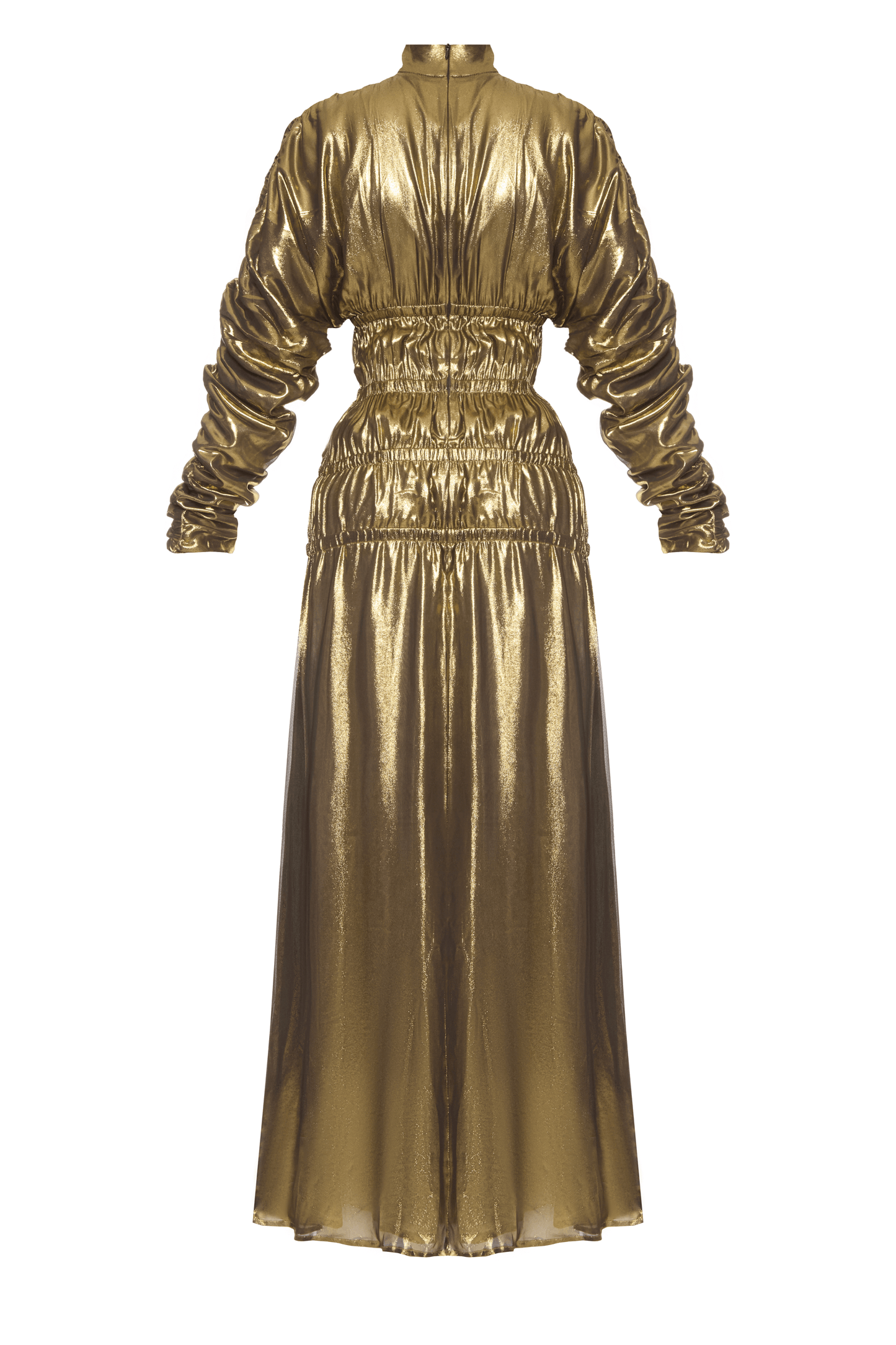 Liquid Gold Dress — elegant gold floor-length dress from SBN