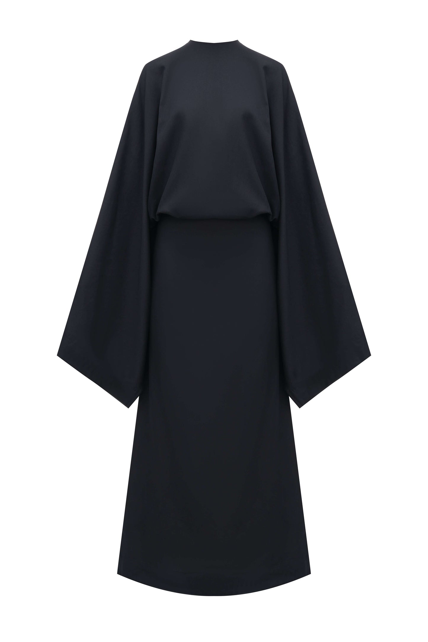 Cotton Kimono Dress — minimalist cotton kimono-style dress in black