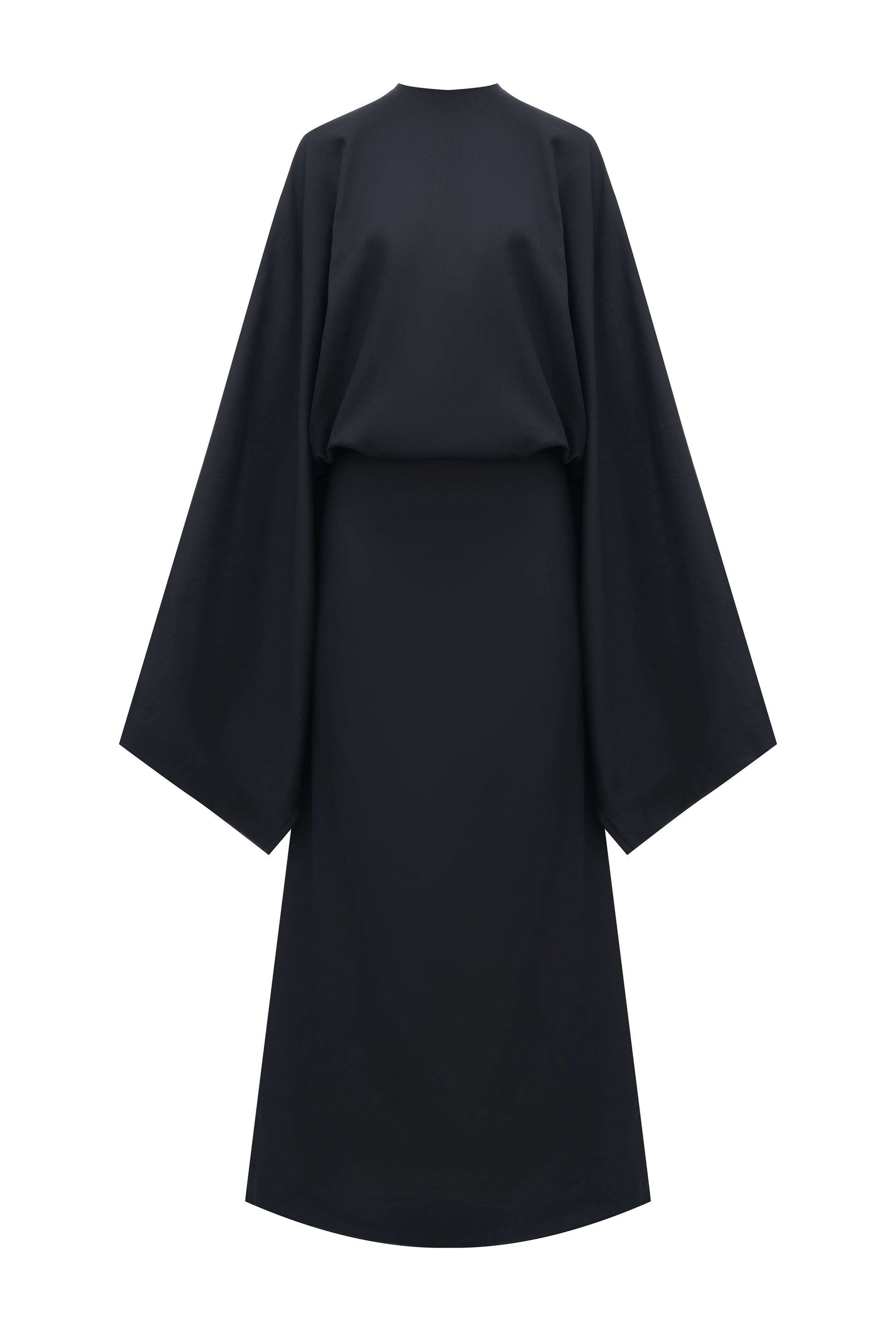 Cotton Kimono Dress — minimalist cotton kimono-style dress in black